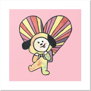 Chimmy With Heart Parachute Inspired Kawaii Street Art Graffiti Posters and Art